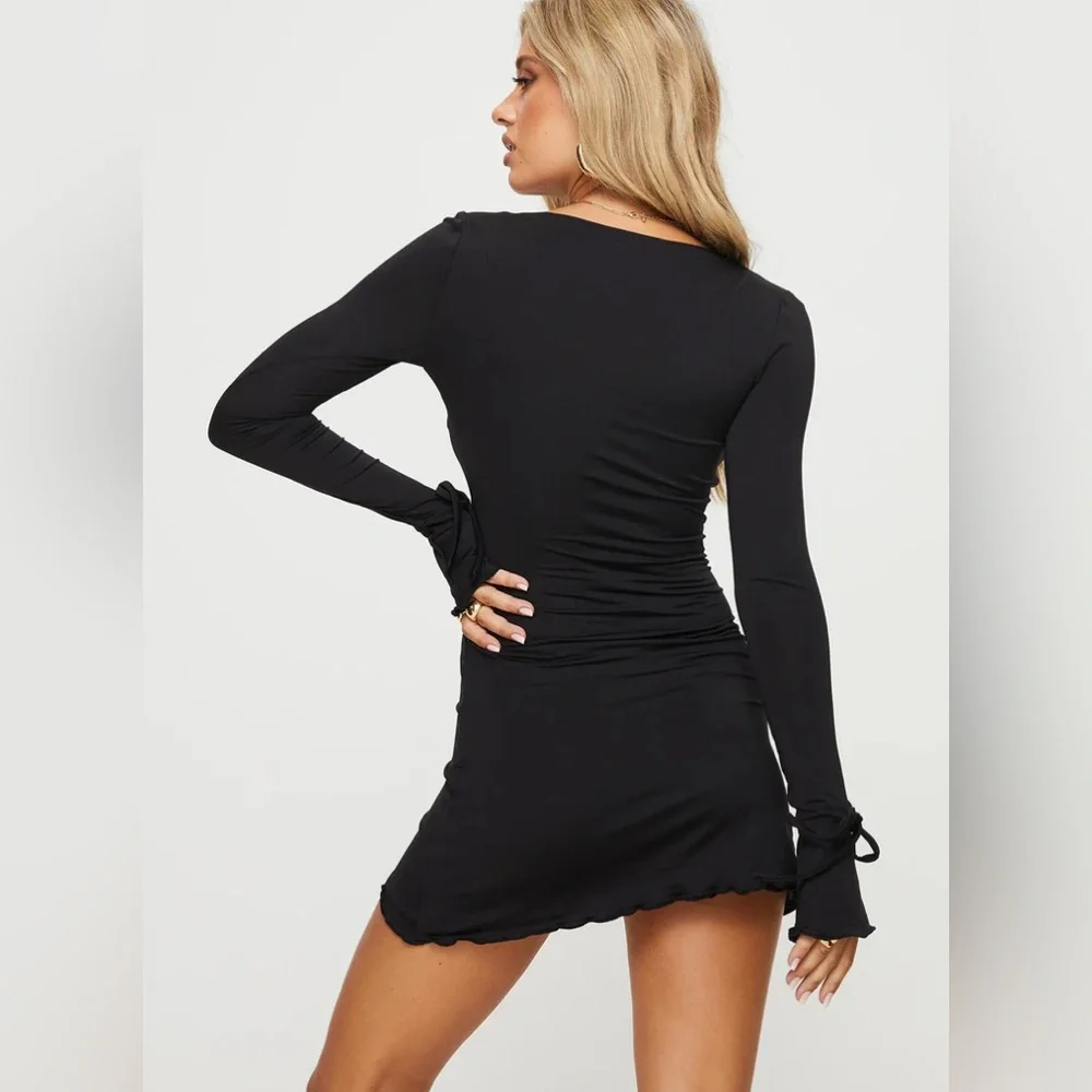 NWT Princess Polly DALZINE LONG SLEEVE MINI DRESS BLACK sz US 6 - Picture 4 of 8